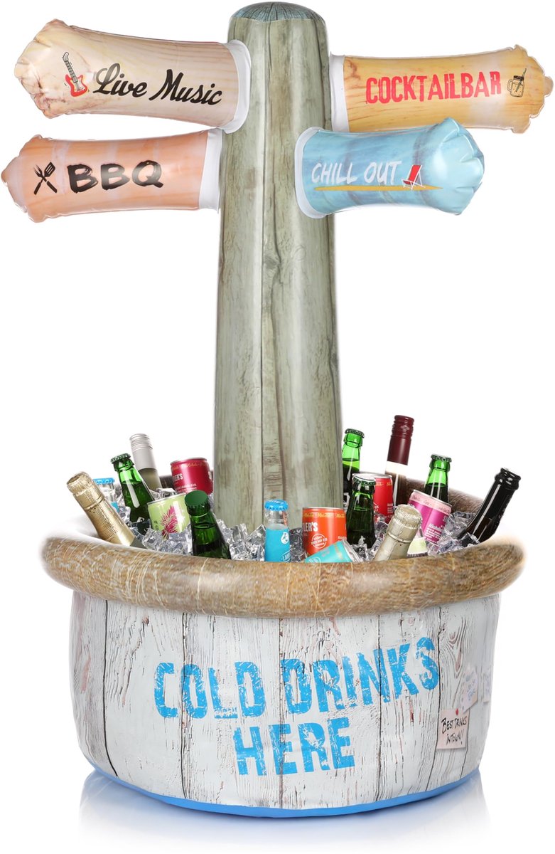Dailygoods- Drankkoeler Opblaasbaar - Wegwijzer - Tuinfeesten - Zomerfeesten - Zwembadfeesten - 60 x 90 cm - Stijlvol en Functioneel - Koeler