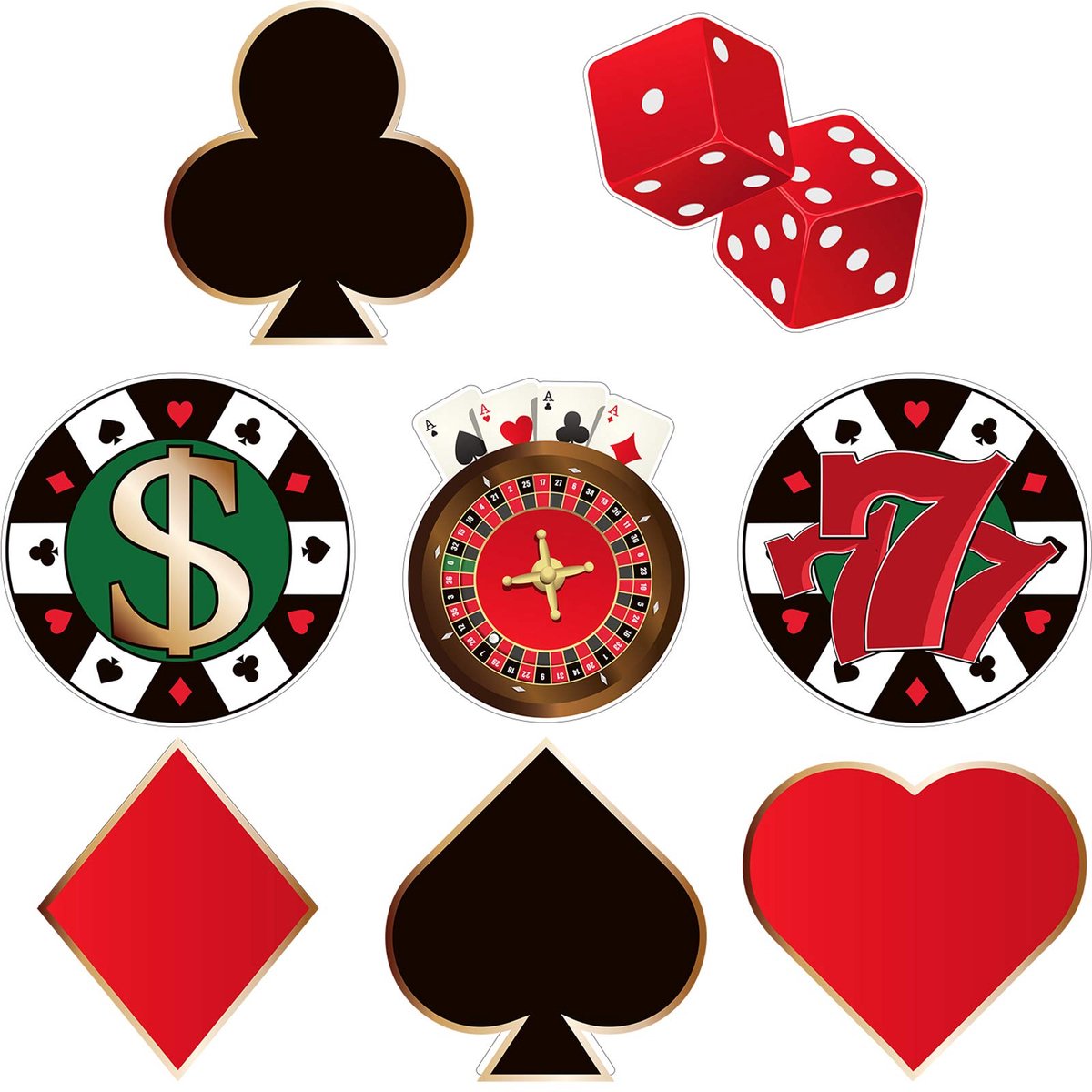 Dailygoods - Las Vegas Casino Feestdecoratie - 40 Stuks Poker Thema Cutouts
