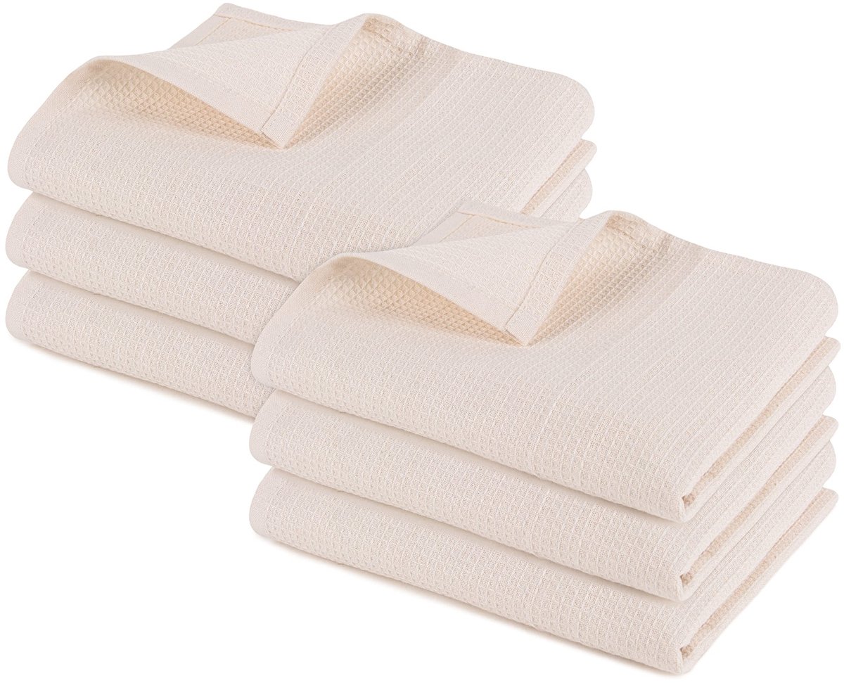 Dailygoods - Hotel Kwaliteit Keukenhanddoek met Wafelstructuur - Super Absorberend, Beige