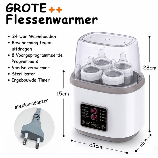 8 in 1 Flessenwarmer - Intelligente Flessenverwarmer - Verwarming van Bloeistoffen en Eten - Dubbele Bediening - Snel Opwarmen - Opwarmen, warmhouden, ontdooien en steriliseren - BPA vrij - Thermostaat - Incl. Schoonmaakset - AIMASON — afbeelding 2