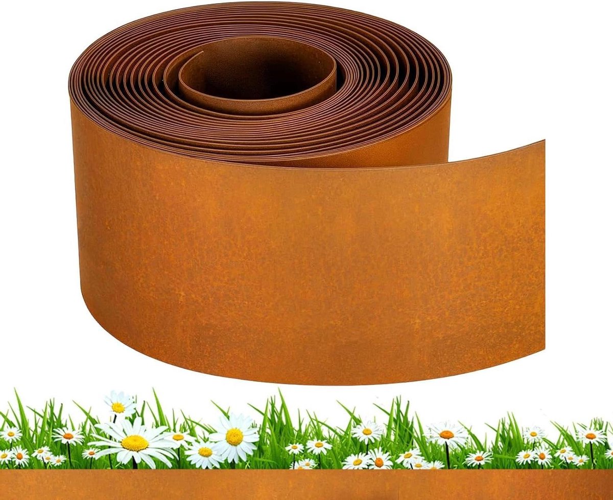 Tuingrens van Staal - Gazonrand Bloembedrand - Tuin Organiseren - Vintage Effect - 5 m / 10 m - Meerkleurig