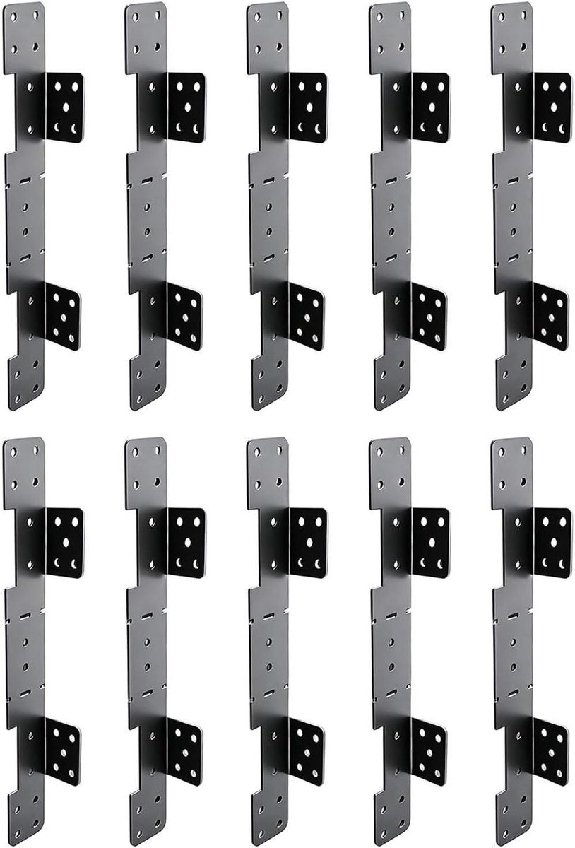 Trapboom Beugels - Ophangbeugel Balkmontage - Trappen Monteren - Flexibele Montage Oplossing - 10 stuks - Zwart