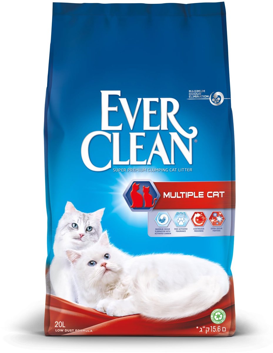 SnelShoppen - Kattenbakvulling Meerdere Katten Klonteren 20L - Superabsorberend, Stofvrij, Geurcontrole, Ideaal voor Huizen met Meerdere Katten