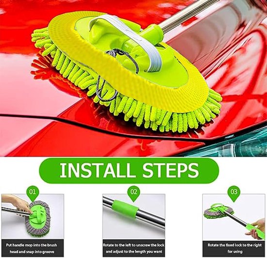 Autowasborstel - Auto poetsborstel - Auto reinigen - Verstelbare steel - 112 cm - Grijs — afbeelding 5