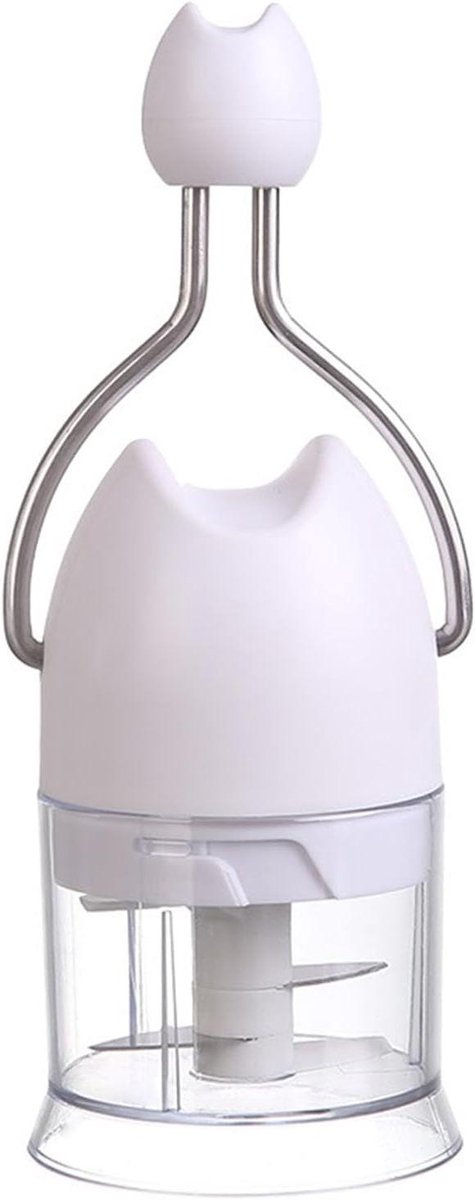 Keukenmachine Groentehakker - Knoflookmolen Uiensnijder - Snel Groenten Snijden - Handslinger Bediening - 18.3 cm - Wit