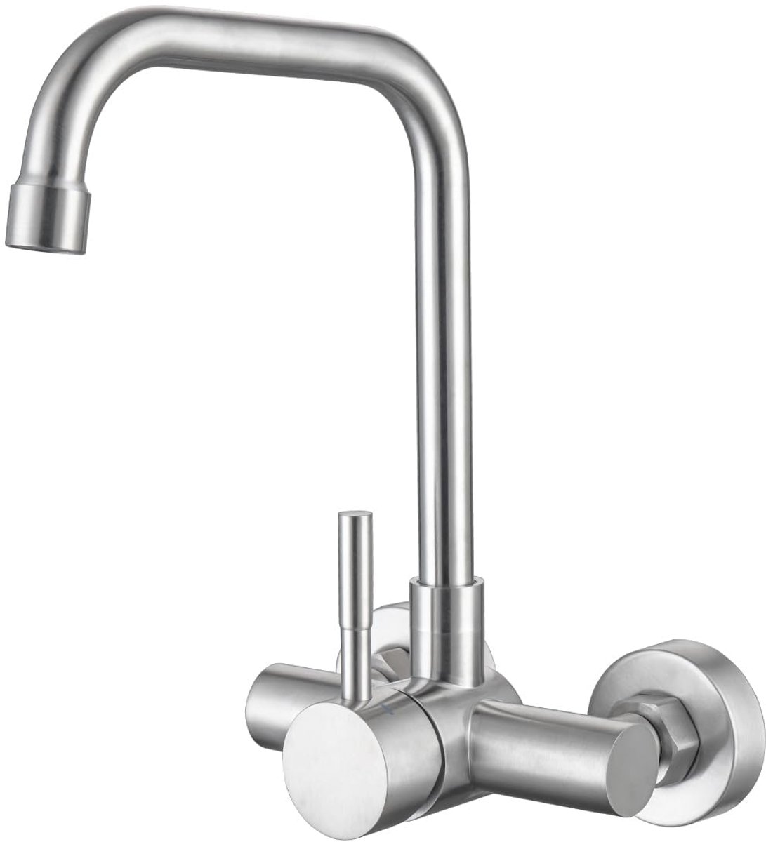SnelShoppen - Wandgemonteerde Keukenkraan 110 mm Warm- en Koudwatergatafstand, Moderne RVS Keukenkranen, Flexibele Gebruik voor Keuken, Badkamer, Luxe