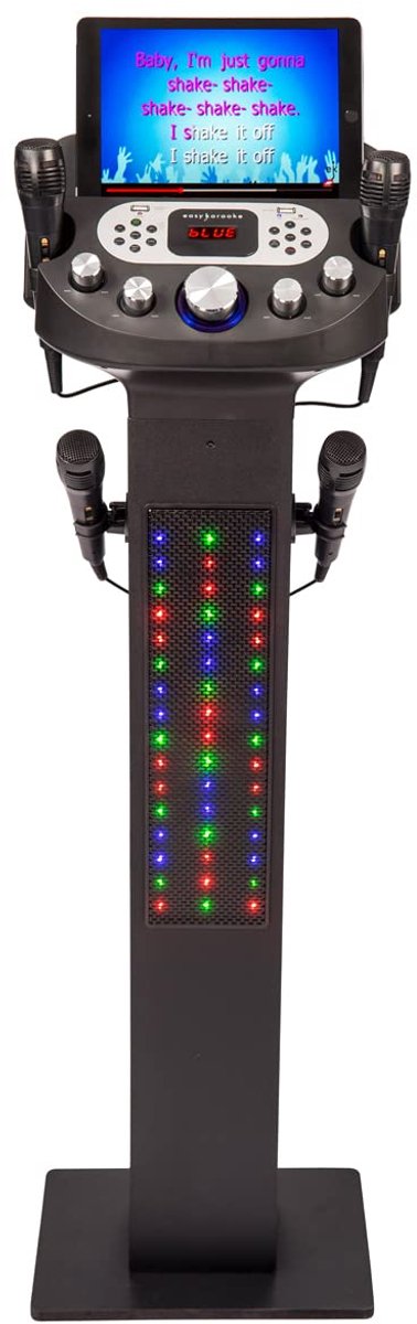 SnelShoppen - Easy Karaoke Smart Bluetooth® Karaoke Systeem met 4 Bedrade Microfoons, LED-Lampjes, Discobal, Telefoonhouder en Oplader voor Feest en D