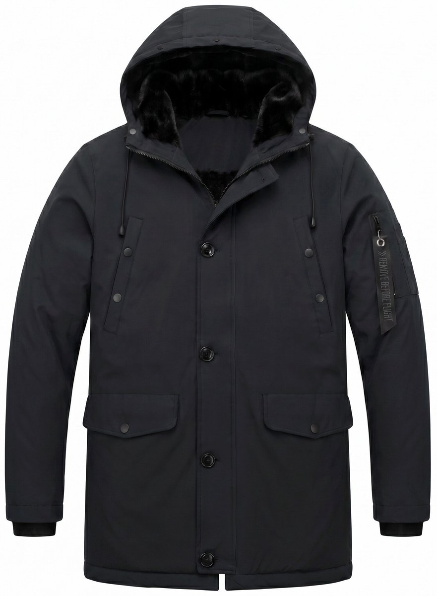 Parka Heren Winterjas - Winterjas Heren - LF7103 - Zwart - Maat XL