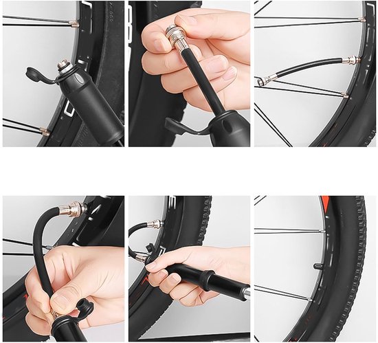Kleine Fietspomp - Mini Luchtpomp - Fietsbanden Vullen - Hogedruk Inflatie - 3 x 19.5 cm - Zilver — afbeelding 5