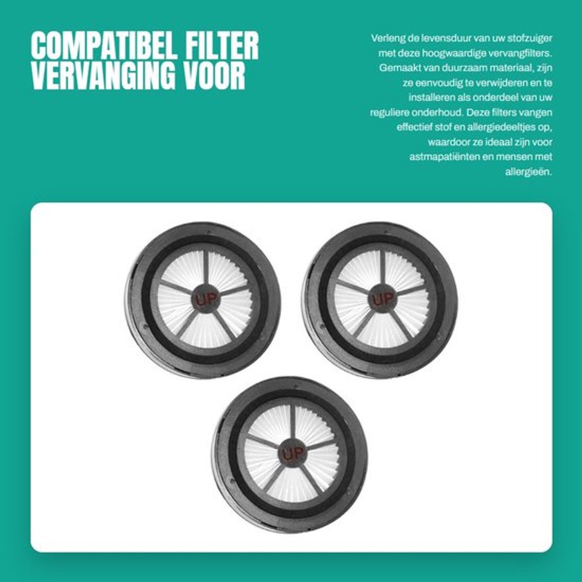 Filter Vervanging 3 Stuks - Geschikt voor Ultenic U11 PRO - Eenvoudig te Installeren - Stof en Allergiedeeltjes - Betrouwbaar in Gebruik - Stofzuigerfilter