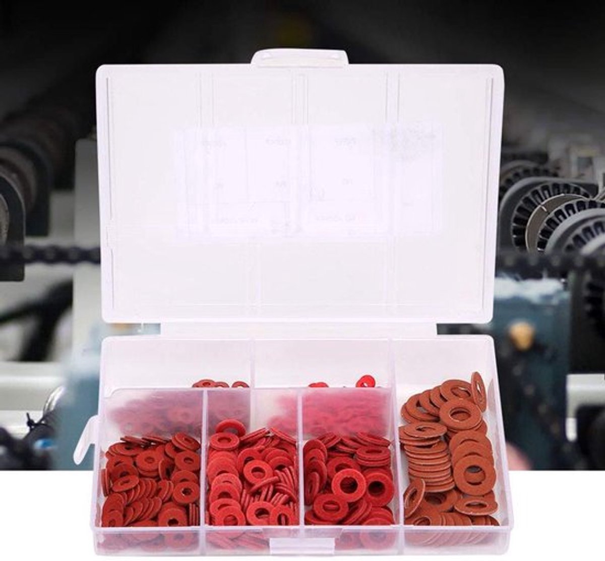 Set van 500 stuks M3 M4 M5 M6 M2 M2.5 stalen isolatieringen in rode isolatiering kit