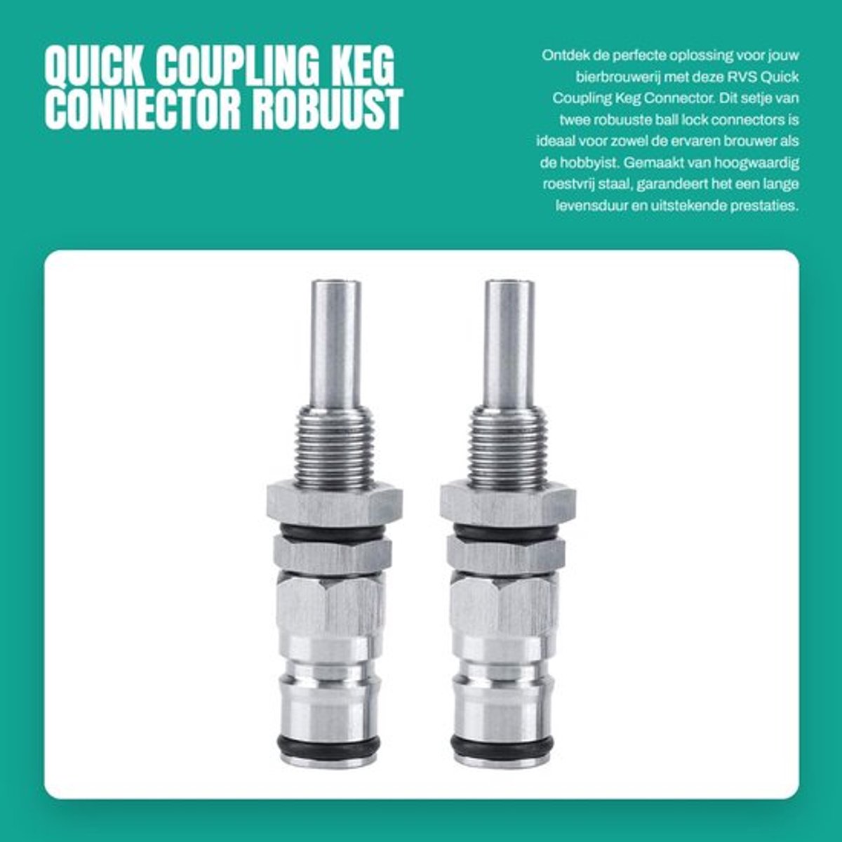 Keg Connector - Roestvrij Staal - Ball Lock - 2 Stuks/Set - Duurzaam - Veilig en Niet-toxisch - Herbruikbaar - Bierconnector