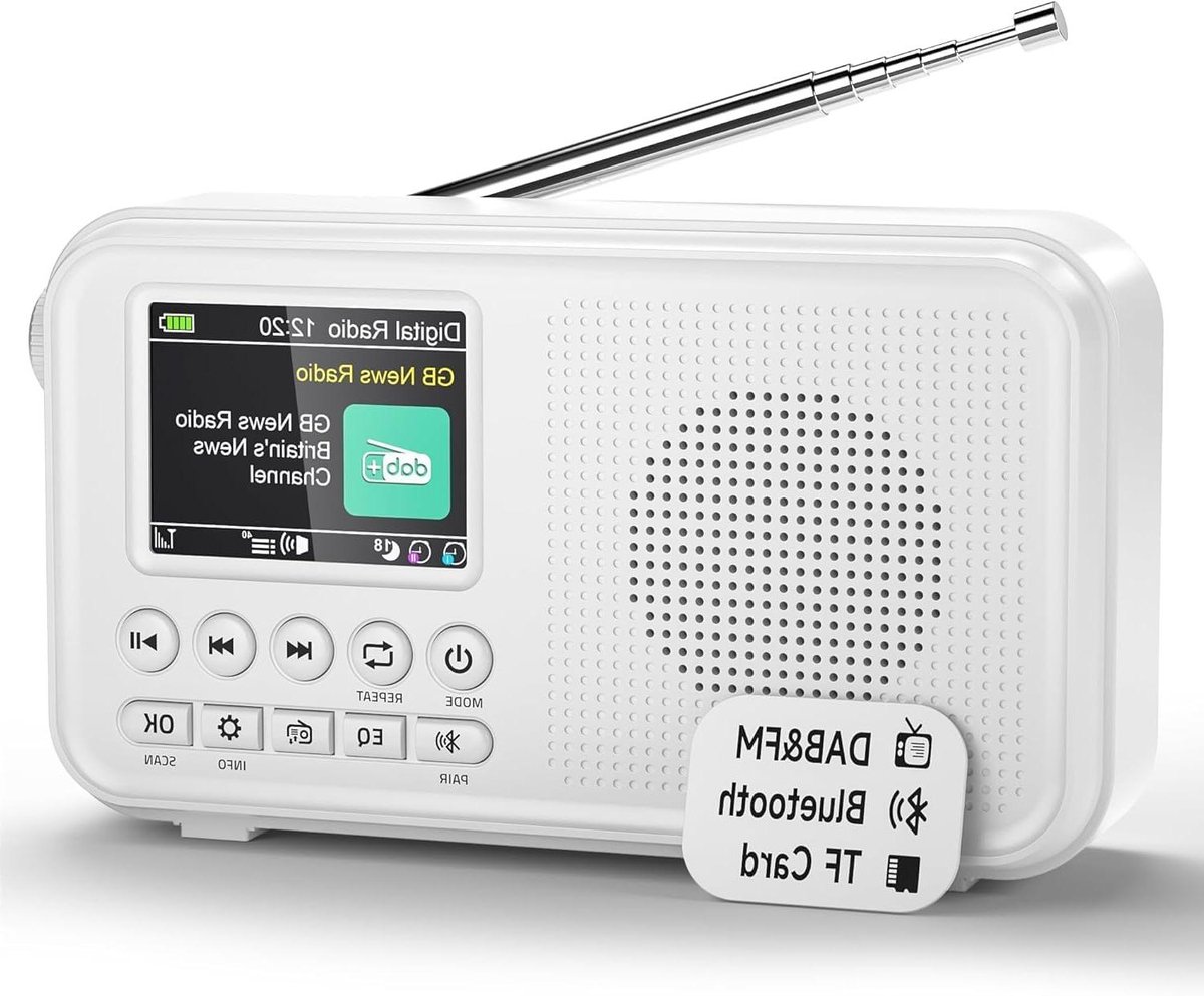 Draagbare DAB Radio - Keukenradio Bluetooth - Muziek Luisteren - 3000 mAh Accu - 16.9 x 4.7 x 9.2 cm