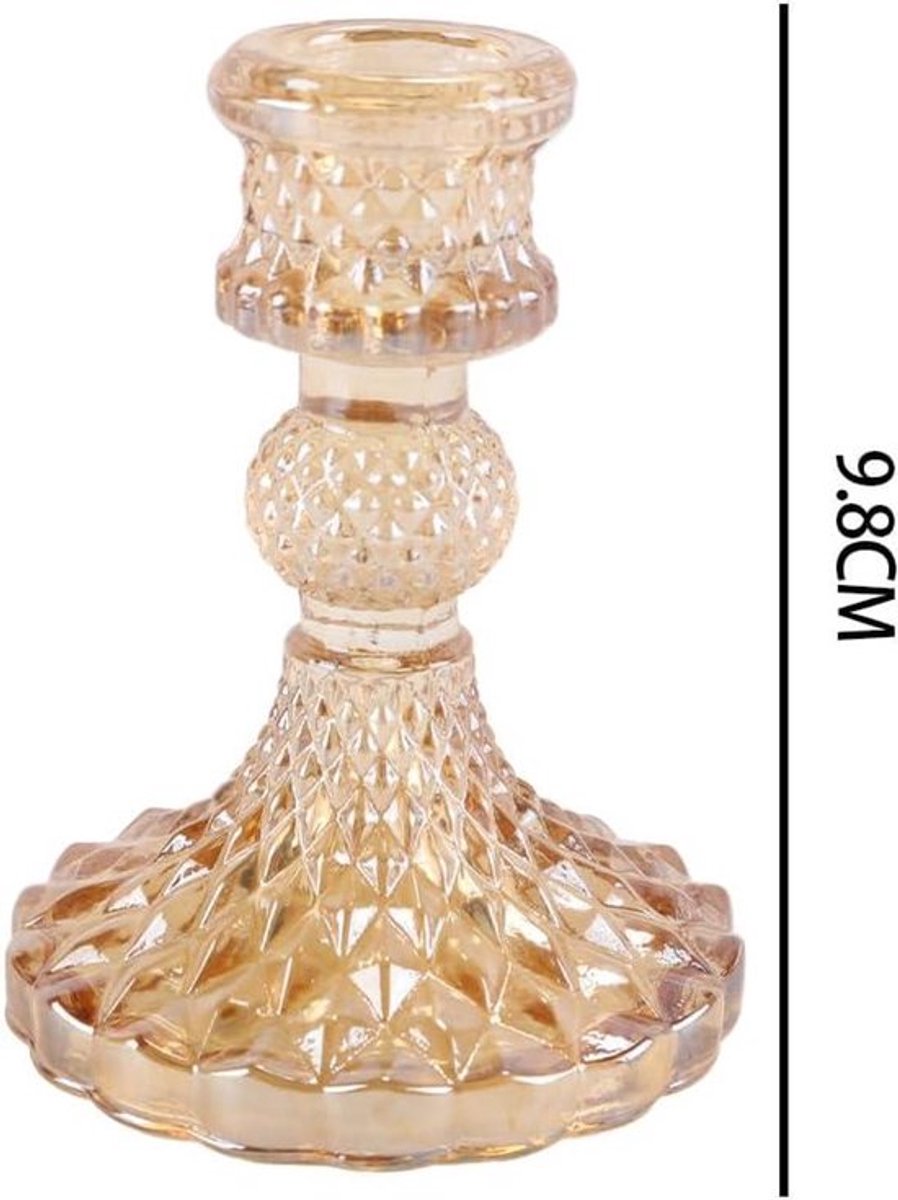 Kaarsenstandaard - Glas - Tafelmantel - Bruiloft - Housewarming - Cadeau - Huisdecoratie - Zilver - Geschikt voor waxinelichten - Zwart model