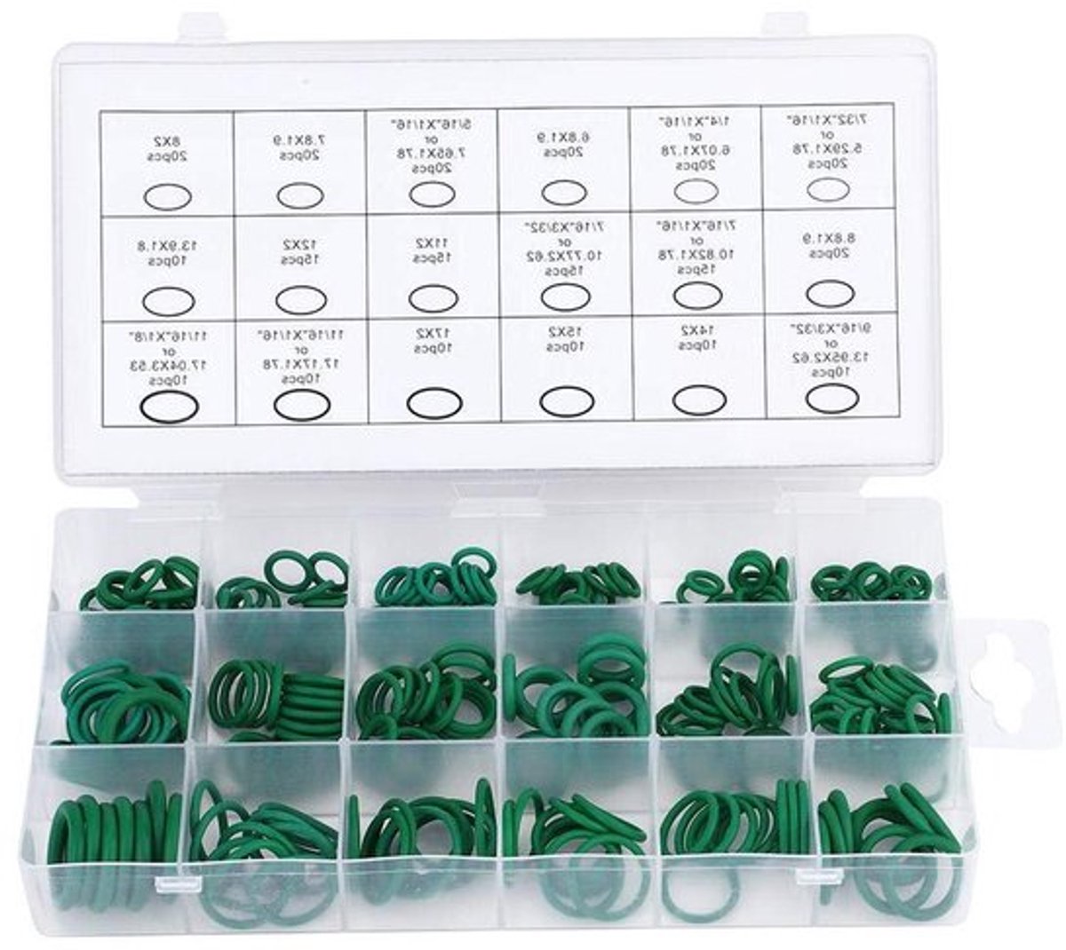 Assortiment van 270 stuks rubberen afdichtringen, hoge temperatuur bestendig