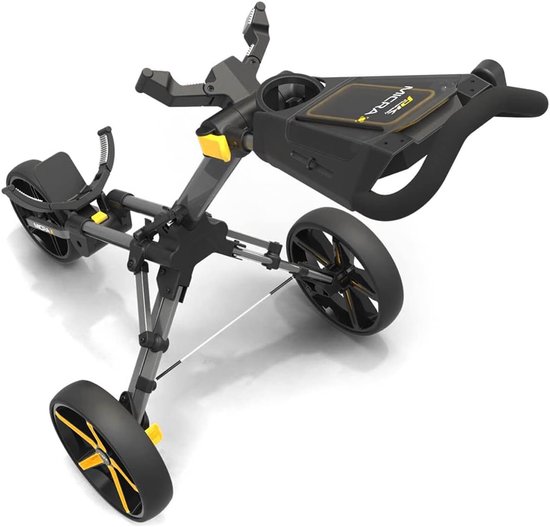Golfkar - Golftrolley - Golfen - Snel vouwsysteem - Compact Gevouwen - Zwart Geel — afbeelding 2