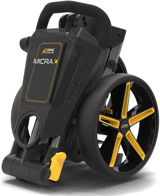 Golfkar - Golftrolley - Golfen - Snel vouwsysteem - Compact Gevouwen - Zwart Geel — afbeelding 3