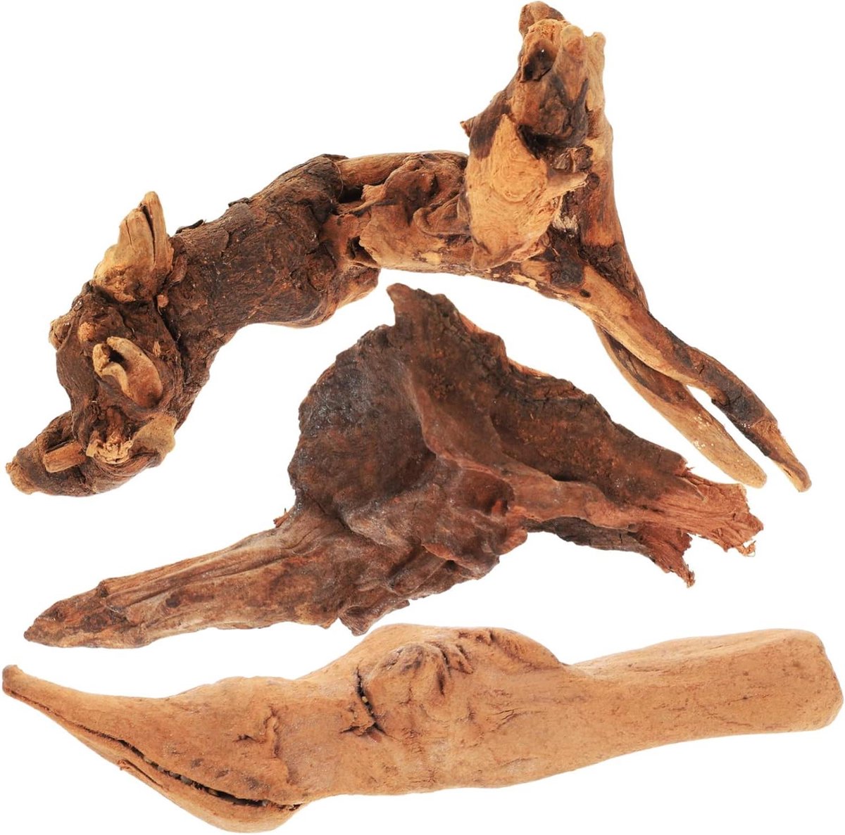 Aquarium Drijfhout Set - Houten Aquarium Decoratie - Aquarium Decoreren - Natuurlijk Hout - 10-15 cm - Bruin