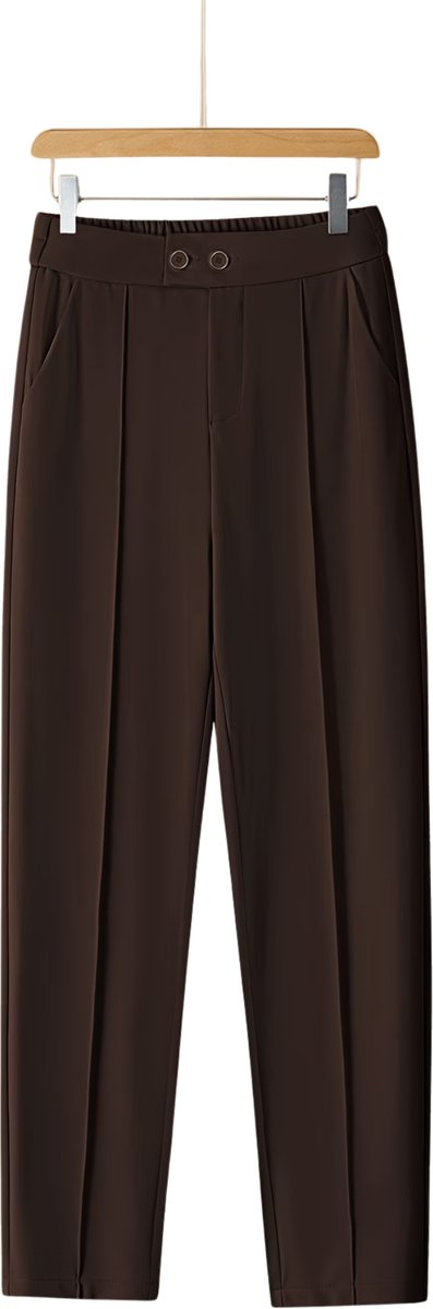 Currero Pantalon Dames Chino Golfbroek Nette Broek Met Elastische Tailleband Volwassenen Koffiekleur