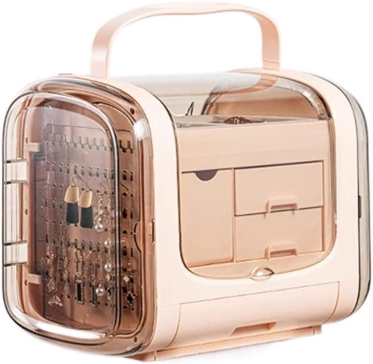 Juwelendoos Organizer - Sieradenkistje Opberger - Sieraden Opbergen - 4 Lagen Hoge Capaciteit - 28 x 18 x 24cm - Roze