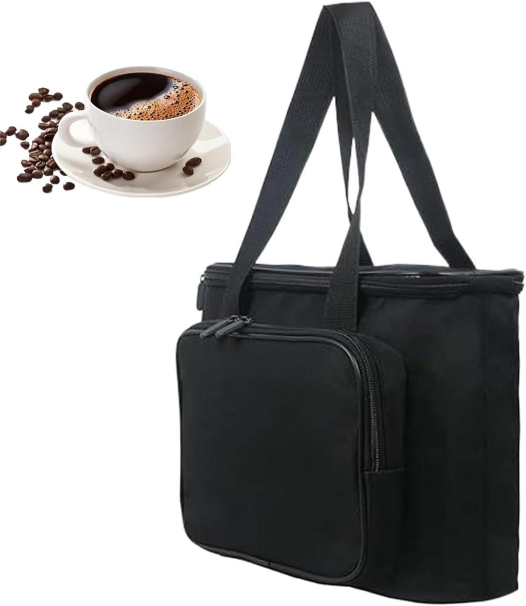 Koffiemaker Reistas - Draagbare Koffiemachine Tas - Koffie Onderweg - Schokabsorberende Bescherming - 8.1 x 25.8 x 8.1 cm - Zwart