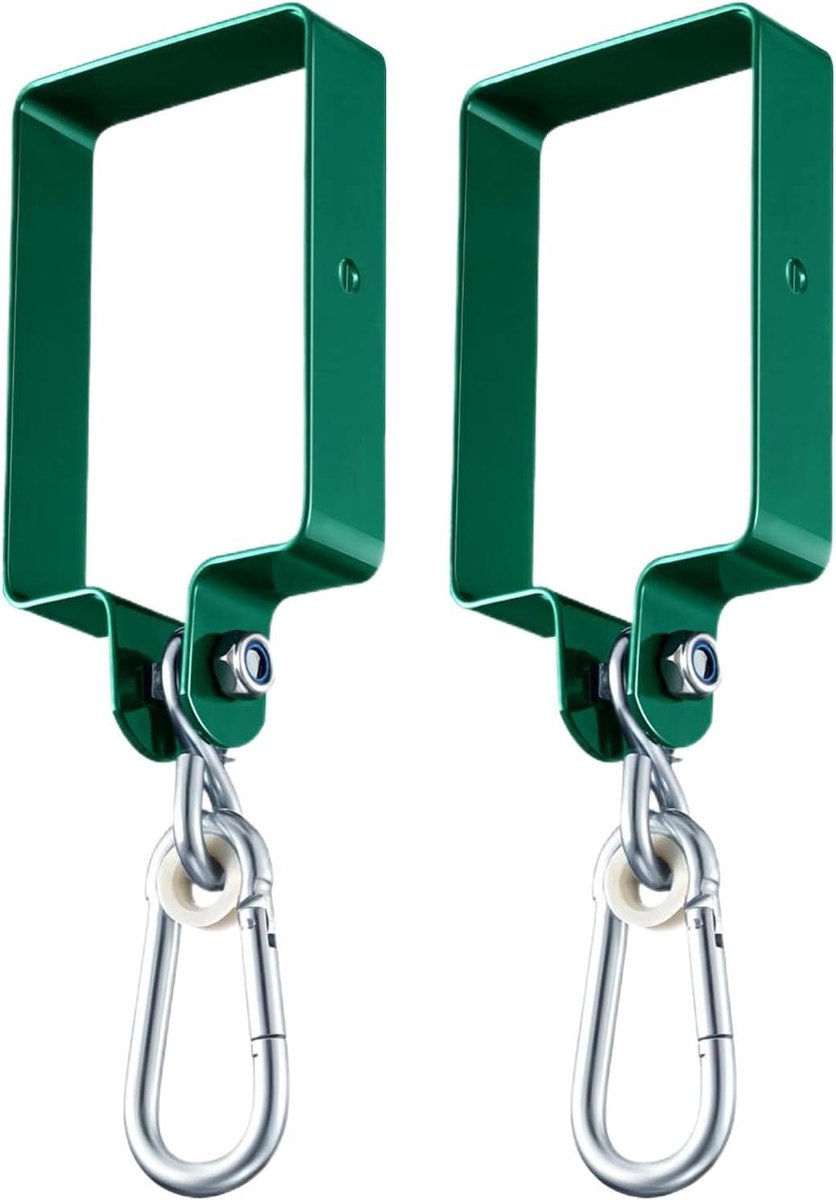Schommelophanging Bevestigingsset - Schommelhaken Karabijn Haken - Speeltoestellen Ophangen - Duurzaam Staal Weerbestendig - 145 x 95 cm - Groen