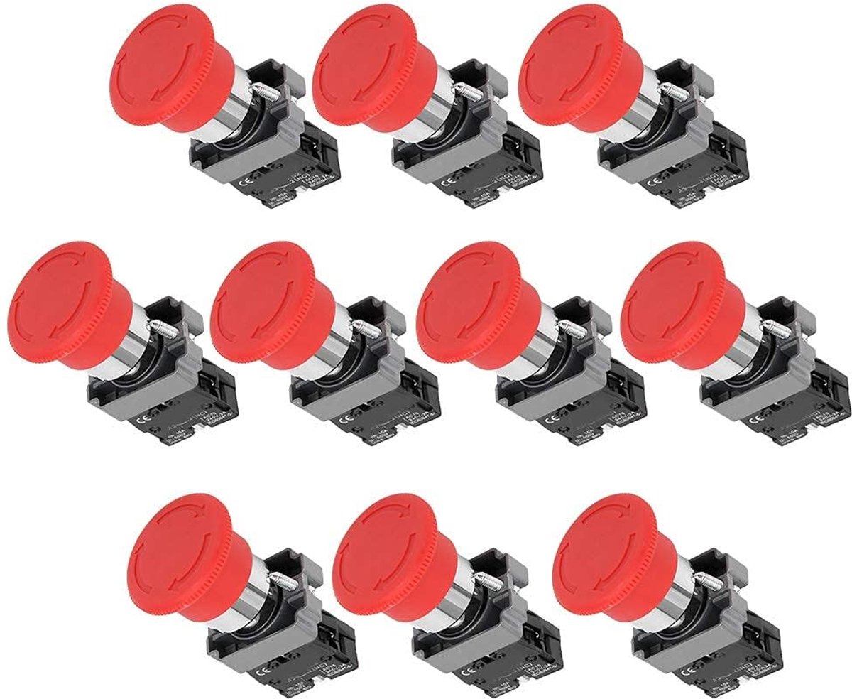 Noodstopknop 10 Stuks - BEM-XB2-01ZS - Zilver Geïntegreerd - Verbeterde Werk Efficiëntie - ShopVlot