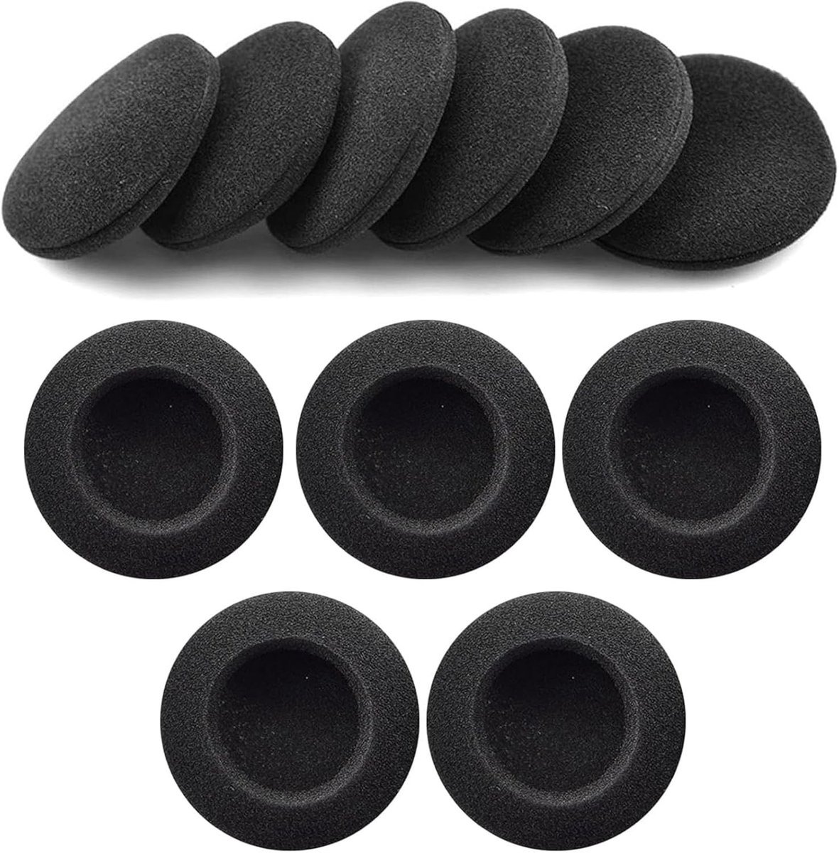 10 Stuks Vervangende Oorkussens voor Hoofdtelefoon, 6 cm Schuim, Comfortabele Oorkussens, Geschikt voor Diverse Hoofdtelefoons en Oordopjes (Zwart)