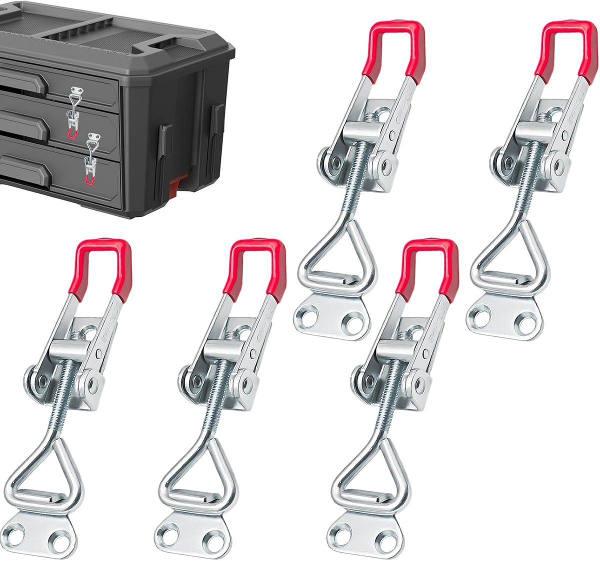 GH-4001 Pack of 5 Tension Clasp Adjustable Chest Fastener Metal Knee Lever Tensioner Clamp Force 100kg for Cabinets - ShopVlot