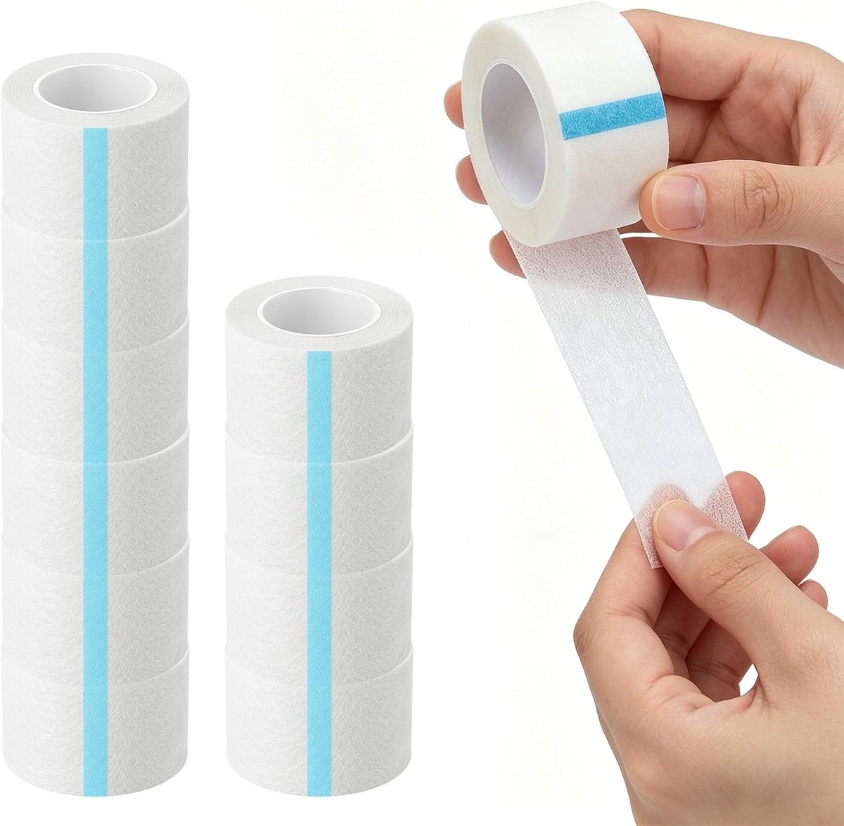 10 rollen micropore tape, 2,5 cm x 9,1 m, medisch plakband, fixeerpleisters, zelfklevend, ademend verband voor - SnelShoppen