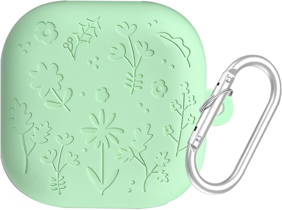 SnelShoppen - Schattige Cartoon Silicone TPU Beschermcase voor Samsung Galaxy Buds 4/4 Pro - Groene Fun Design met Sleutelhanger voor Jongens, Meisjes