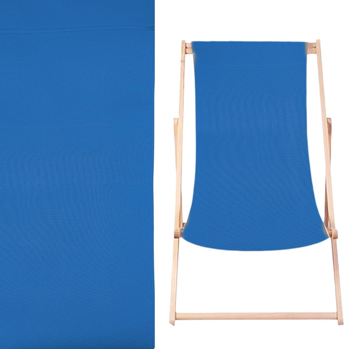 SnelShoppen - 2 Stuks Vervangende Strandstoel Stof Blauw, Opvouwbaar, Hoogwaardig Oxford, 1150 x 430 mm, Voor Tuin, Strand, Buitengebruik