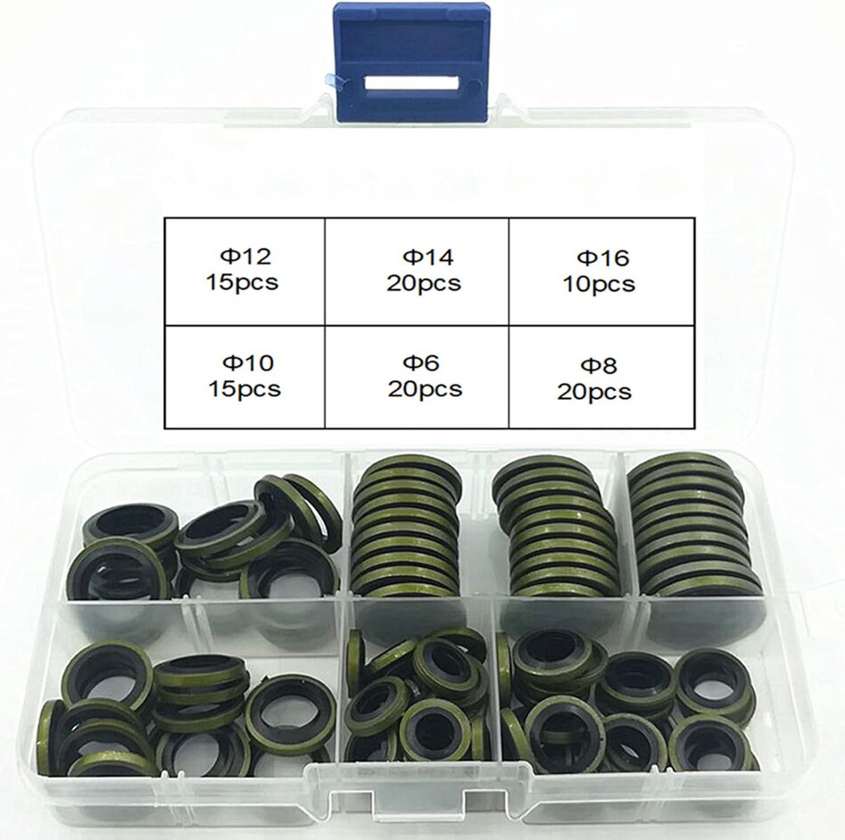 SnelShoppen - Drain Plug Gasket - Metaal Motorolie Crush Washers - Afvoerplug Dichtingen 100 Stuks - Hydraulische Rubber Drukreiniger - Oliekoppeling