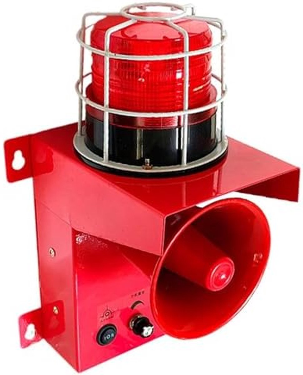 Industriële Alarm Sirene - Geluidslicht Waarschuwing - Veiligheid Meldingen - Instelbaar Volume - 130 dB - Rood