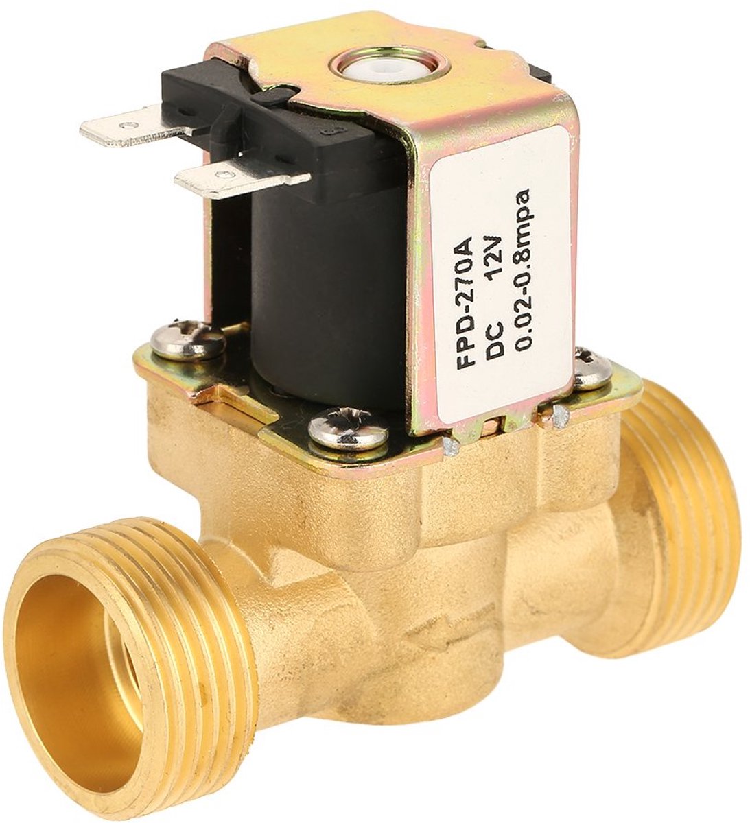 SnelShoppen - Solenoïde Ventiel 12V G3/4, Messing Elektrisch Ventiel, Normaal Gesloten, Voor Water 12V DC, Hoogwaardige Corrosiebestendige Constructie