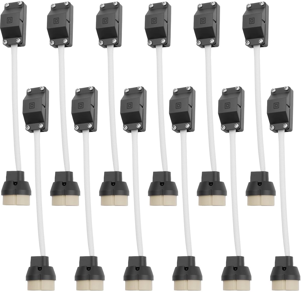 12pcs GU10 Fittings Ceramic Pedestal with Junction Box 2A 250V GU10 Lamp Fittings with Insulated Cable for LED and - ShopVlot