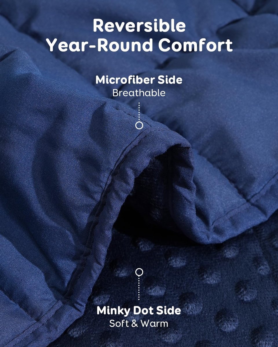 Sivio Verzwaarde Deken 7kg Navy 120x180cm - Minky dot stof, zachte gezellige zware deken, glazen kralen vulling - ShopVlot