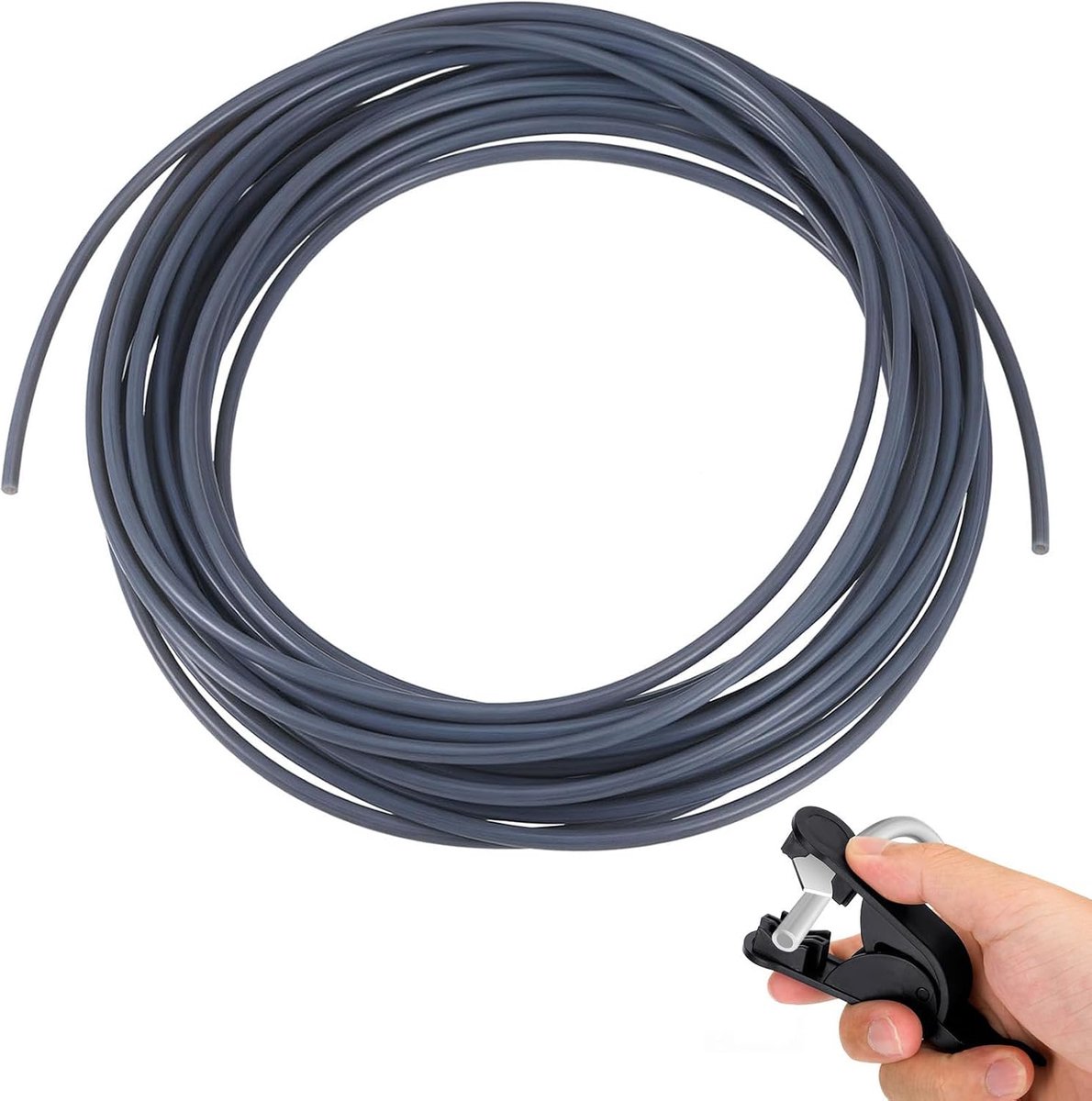 SnelShoppen - PTFE Slang 5m met Snijder Geschikt voor 3D Printers - 2.5mm ID x 4mm OD - Teflon Slang voor Bambu Lab en Creality - Grijs