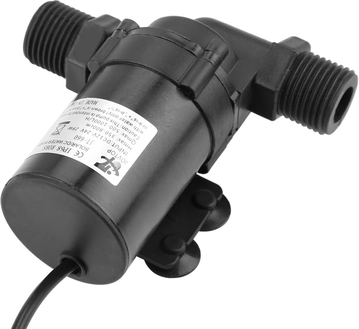 SnelShoppen - Solar onderwaterpomp DC 24 V borstelvrij voor zonneboilers met temperatuur bereik van -40°C tot 100°C en doorstroming 500 tot 1000 l/h