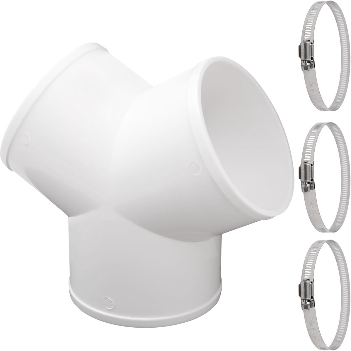 SnelShoppen - Drain Hose Adapter, Y-Vormige Uitzetluchtverdeler, Ventilatiebuis Aansluiting, Drieweg Slangverbinder met 3 RVS Slangklemmen, Ideaal voo