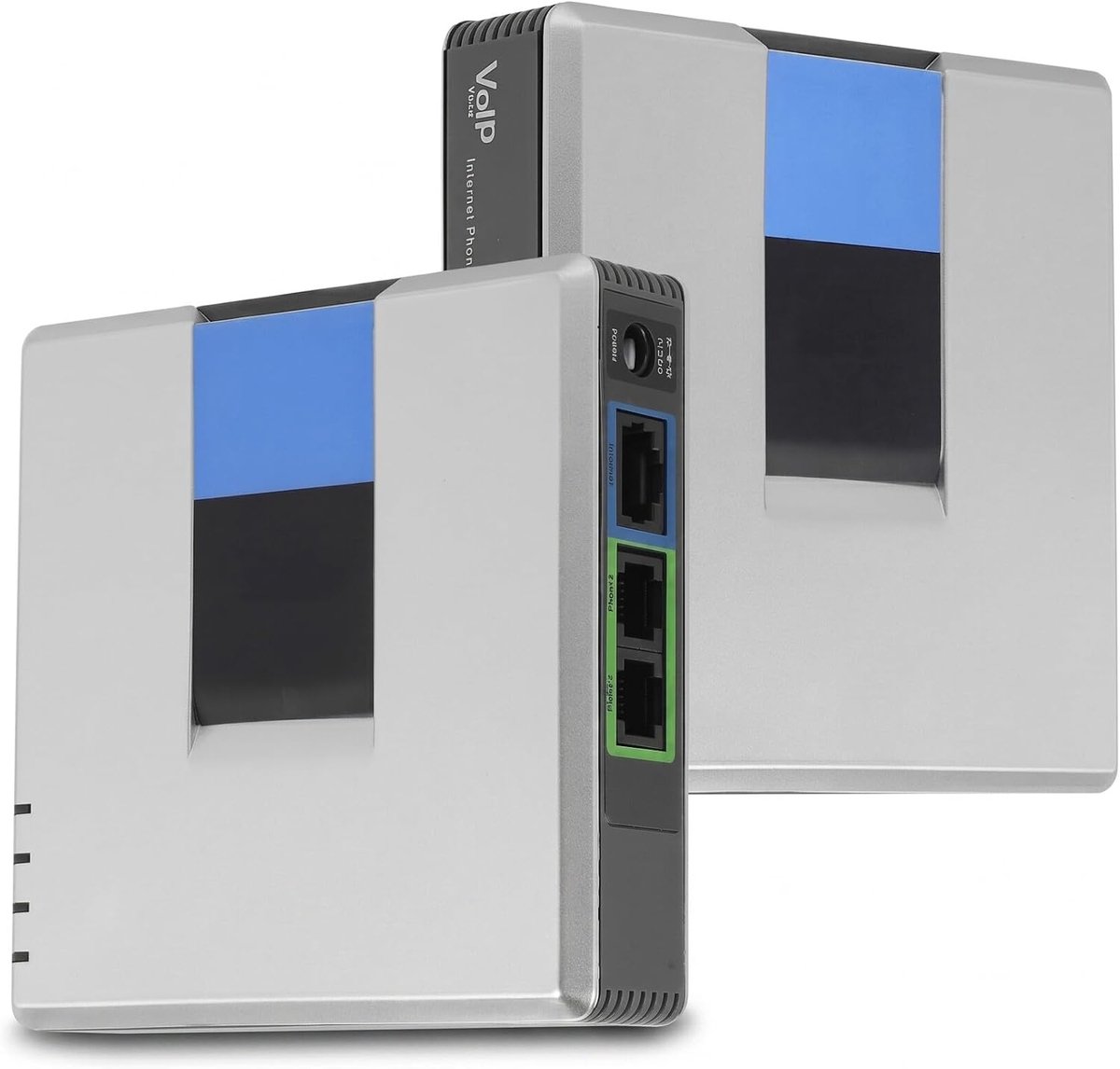 SnelShoppen - Internet Telefoonadapter, VoIP Gateway, 2 Poorten, SIP Kabel, RJ45, Geschikt voor Thuisgebruik, Europese Stekker