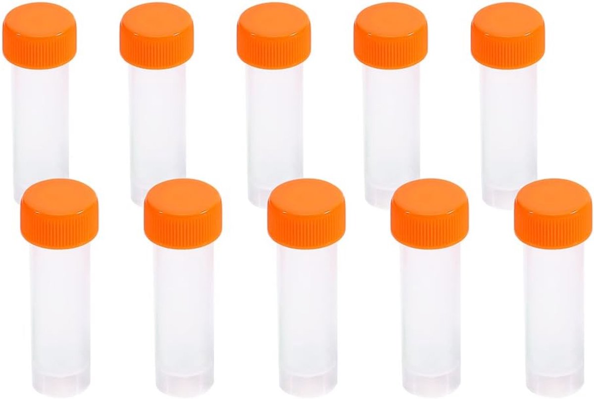 SnelShoppen - 10 Stuks 5ML Plastic Testbuizen Met Schaal En Schroefdop Voor Laboratorium Gebruik, Transparant, Voor Vloeistoffen, Poeders, Reagentia