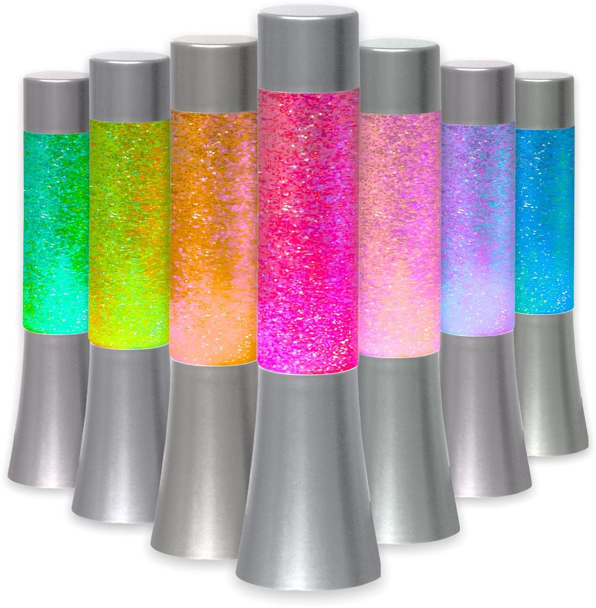 SnelShoppen - LED Glitterlamp Retro Drijvend Glittereffect Kleurverandering 33 cm - Batterij Werking - Decoratie voor Feest, Tuin, Kinderen en Kampere