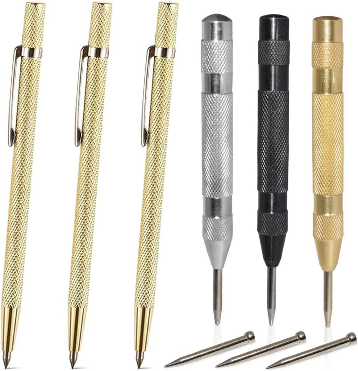 Automatische korrels met 3 punaisaalden van hardmetaal en 3 reservepunten voor metaal, hout en glas - ideaal gereedschap voor precisiewerk en klussen