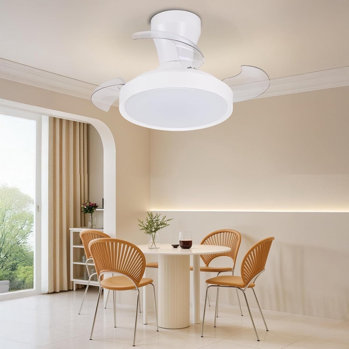 Led-plafondlamp met Ventilator - Wit - Ø 55 cm - Stille Plafondventilator met Afstandsbediening - Voor Slaapkamer