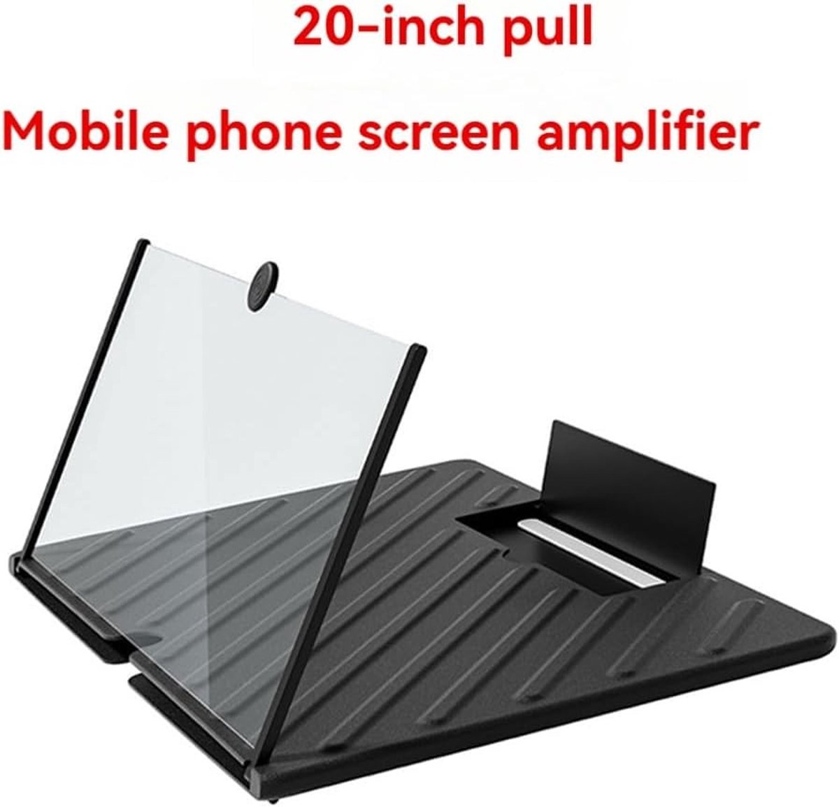 Schermvergrootglas 20 inch, 3D-HD telefoonvergrotingsprojector voor alle smartphones, zwart en draagbaar
