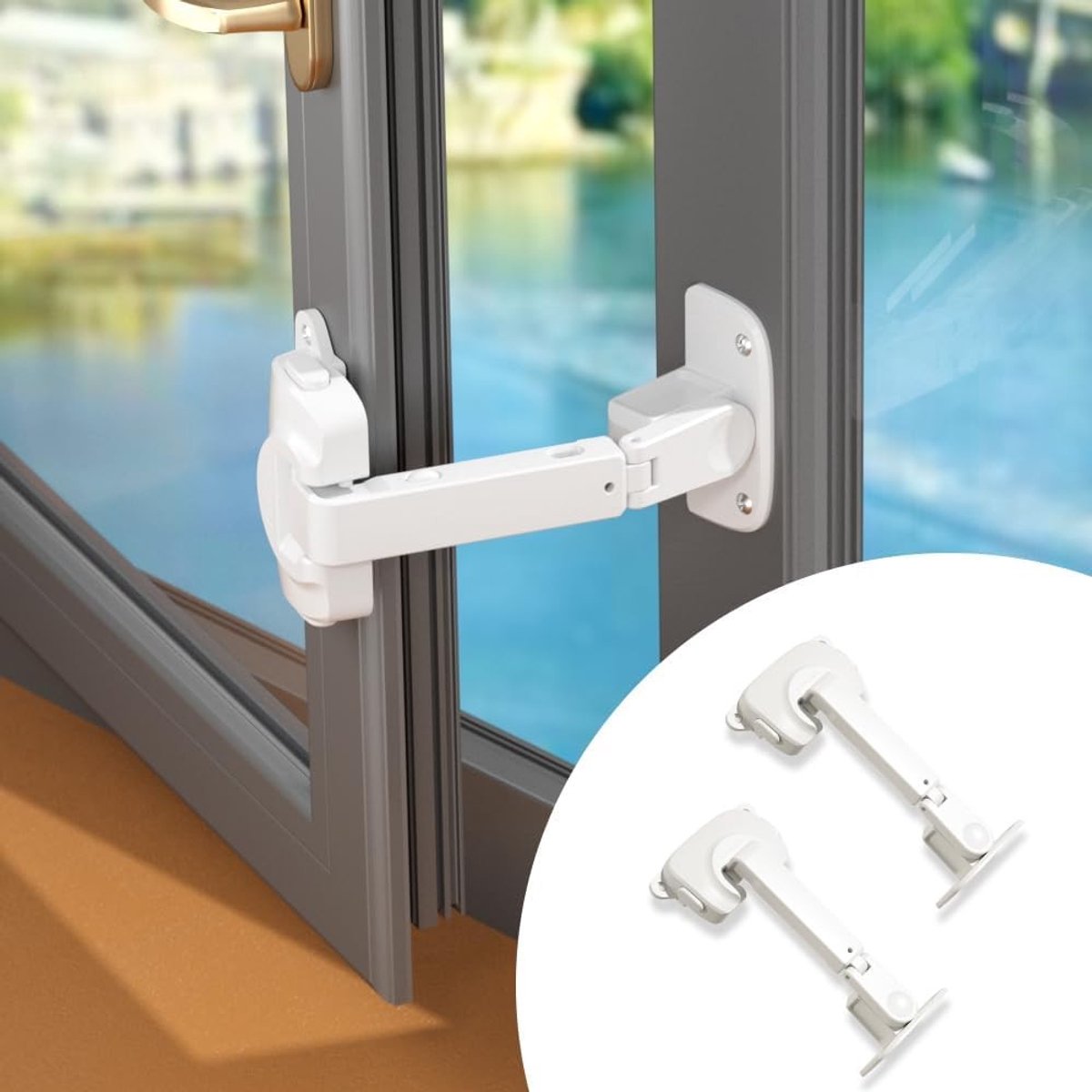SnelShoppen - 2 Pack Babyraam Veiligheidsluiting, Kindvriendelijke Verstelbare Raambegrenzer voor UPVC, Houten en Metalen Raamframes (Wit)