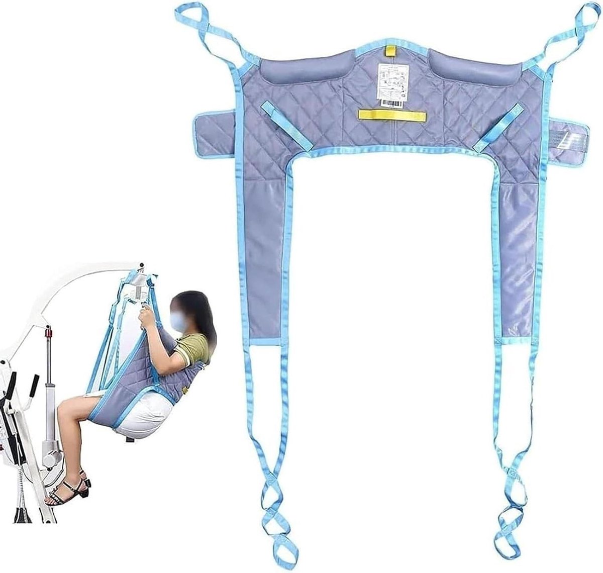 Tilband Met Toiletopening - Verplaatsingsharnas Lichaam - Dagelijkse Transfers - Volledige Lichaamsondersteuning - Tot 275 Kg - Grijs