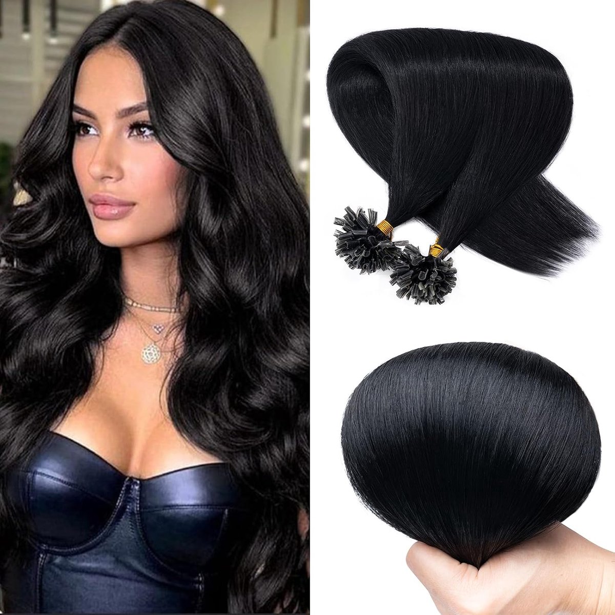 Haarextensions Bonding 200 Strengen - 0.5 g/Streng Keratine U-Tip - 50 cm Natuurlijk Remy Haar - Eenvoudig te dragen - ShopVlot