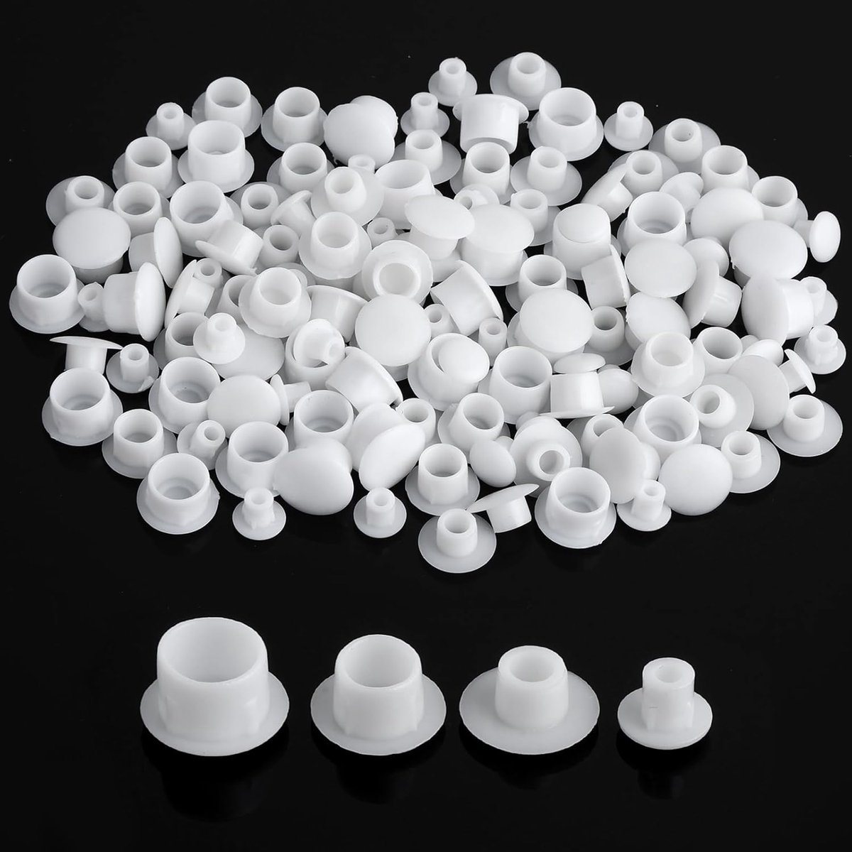 SnelShoppen - Witte zelfklevende afdekkappen voor boorgaten en schroefafdekkers (5/6/8/10mm) - 120 stuks - Duurzaam plastic voor diverse toepassingen